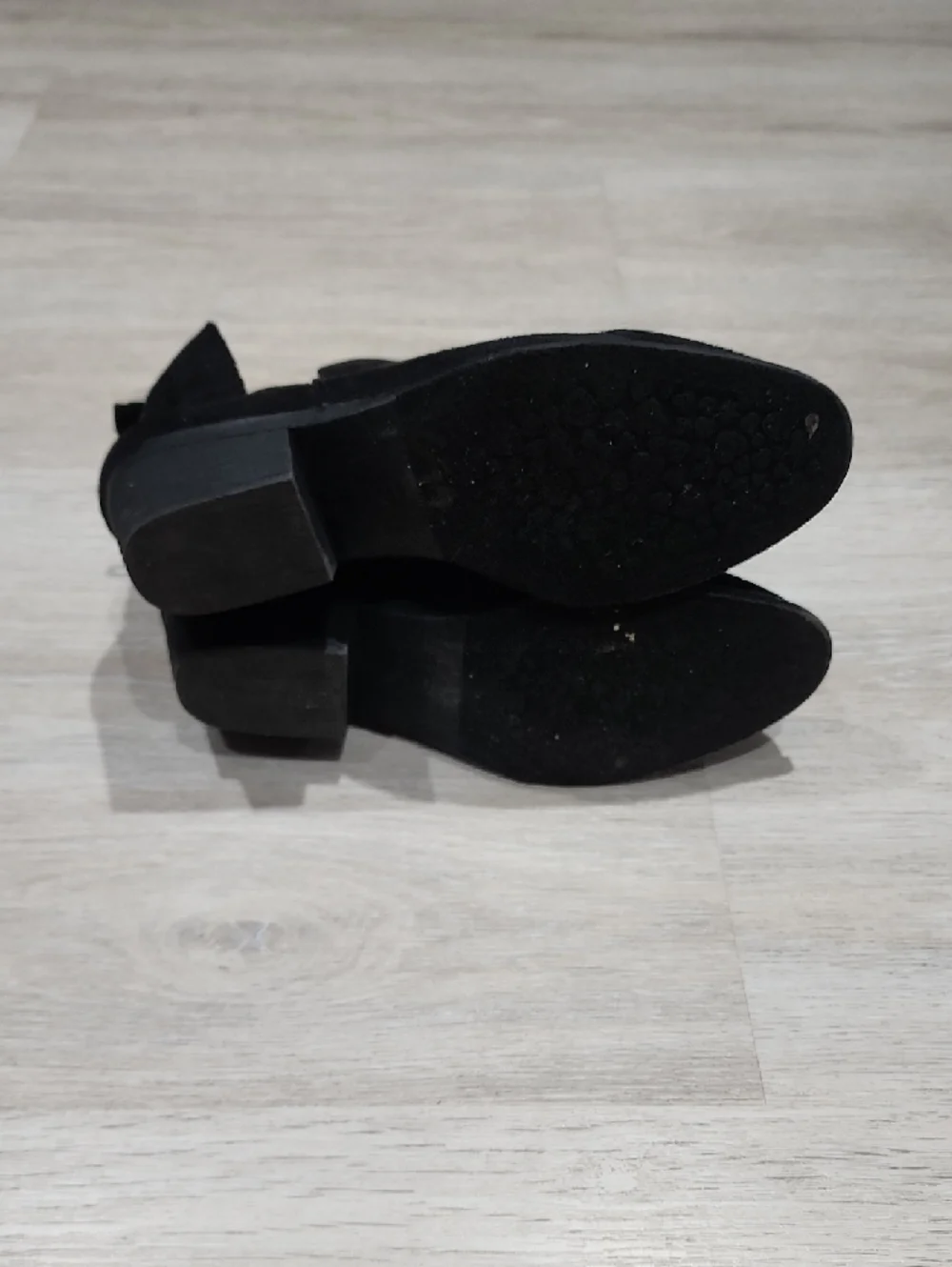 Olivia Miller Black Suede Ankle Booties with Pink & Silver Floral Embroidery 10 - Picture 8 of 8